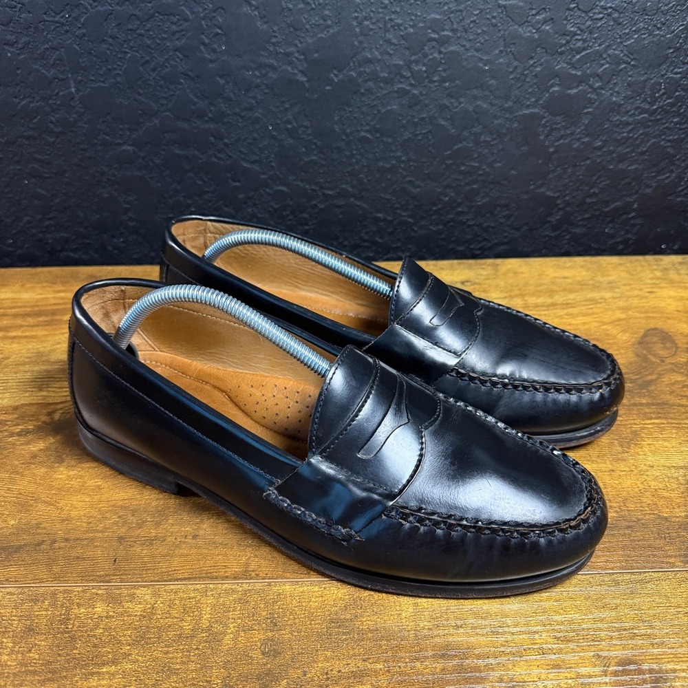 Johnston & Murphy Penny Loafer 15-1091 Black Leather Dress Shoes Mens 11 M